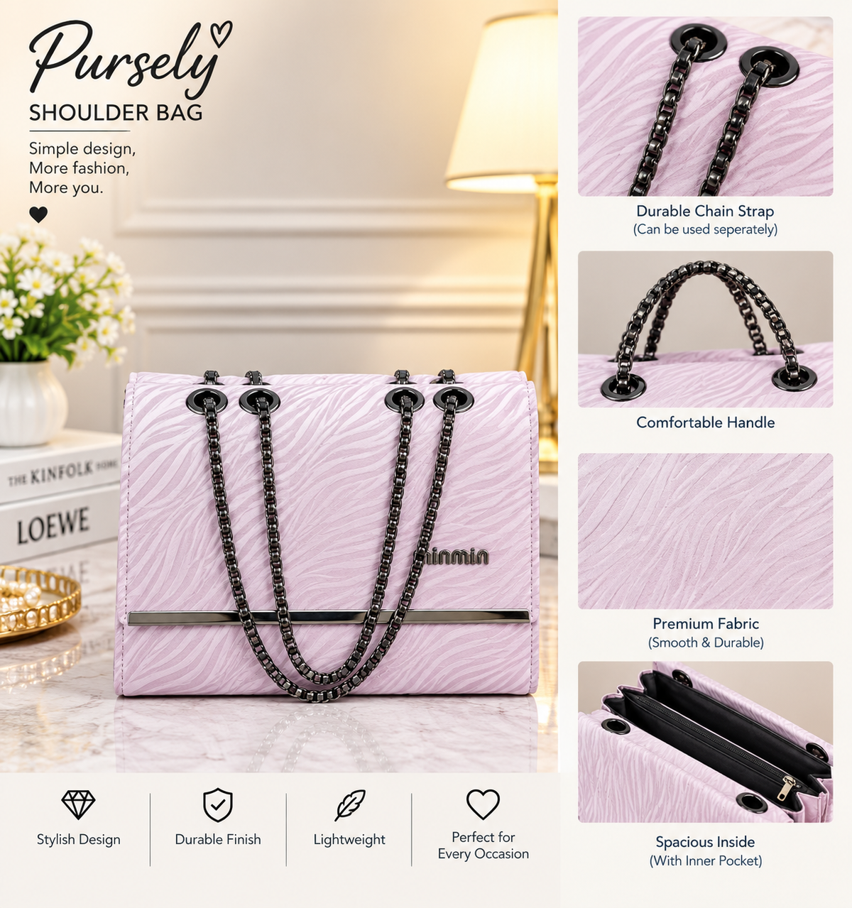 Women’s Elegant Shoulder Bag – Stylish Chain Strap Handbag