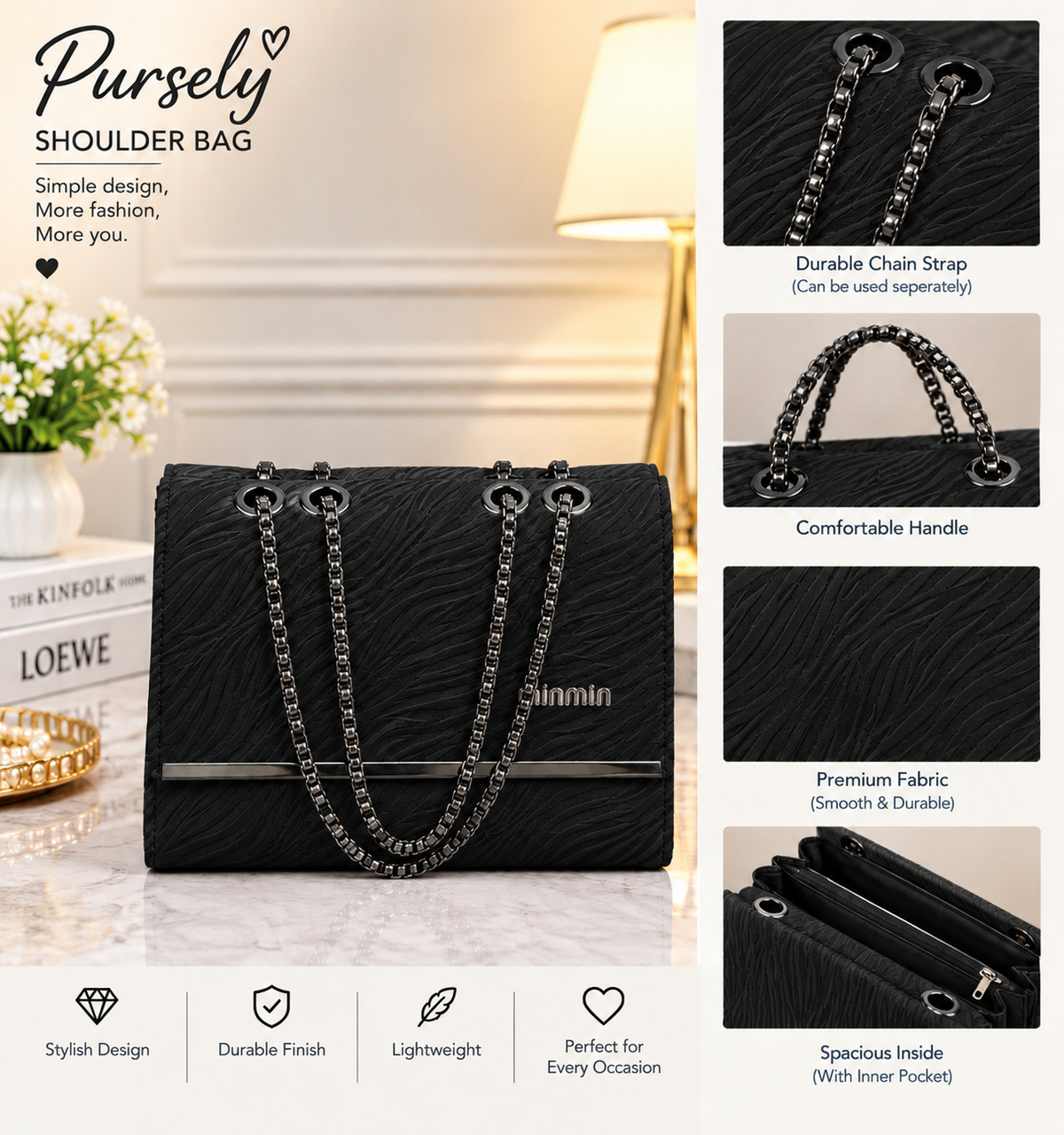 Women’s Elegant Shoulder Bag – Stylish Chain Strap Handbag